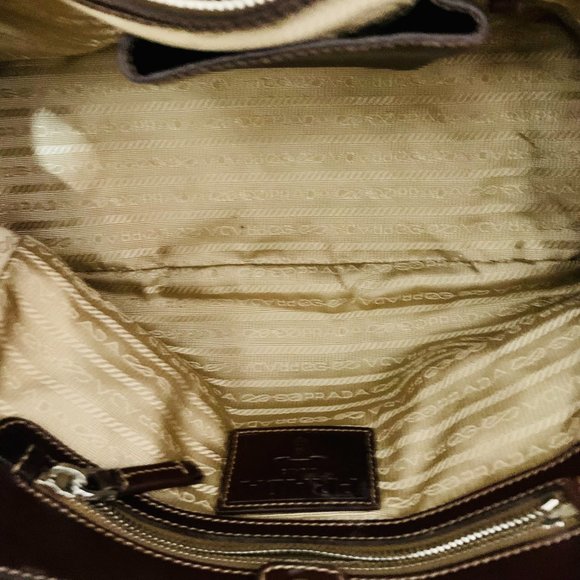 PRADA CANAPA LOGO CANVAS AND LEATHER BAG MADE IN ITALY - Picture 11 of 16